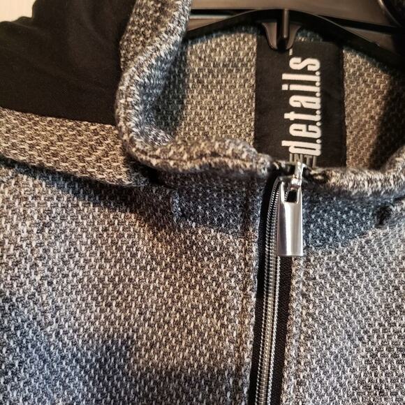 NEW, D.e.t.a.i.l.s Int tweed removable hood, pea coat jacket XL - Picture 3 of 11